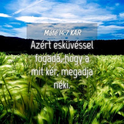 Picture 04 - Máté 14:7 KAR - Azért esküvéssel fogadá, hogy a mit kér, - Bible Verse Picture