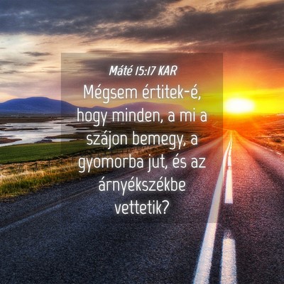 Picture 04 - Máté 15:17 KAR - Mégsem értitek-é, hogy minden, a mi a szájon - Bible Verse Picture