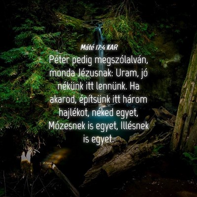 Picture 04 - Máté 17:4 KAR - Péter pedig megszólalván, monda Jézusnak: - Bible Verse Picture