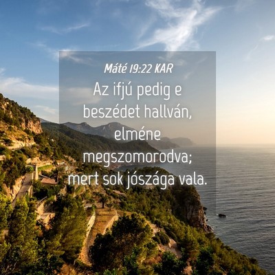 Picture 04 - Máté 19:22 KAR - Az ifjú pedig e beszédet hallván, elméne - Bible Verse Picture