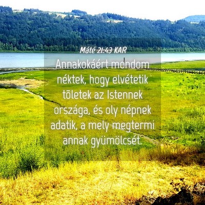 Picture 04 - Máté 21:43 KAR - Annakokáért mondom néktek, hogy elvétetik - Bible Verse Picture