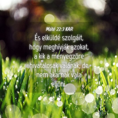Picture 04 - Máté 22:3 KAR - És elküldé szolgáit, hogy meghívják azokat, - Bible Verse Picture