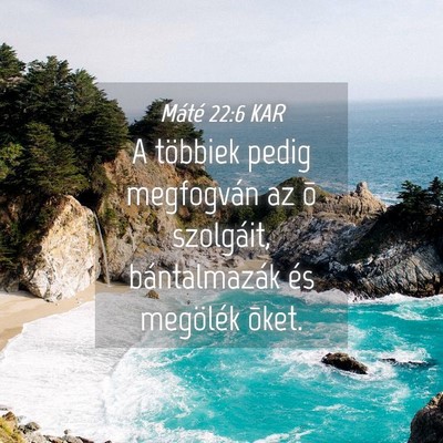 Picture 04 - Máté 22:6 KAR - A többiek pedig megfogván az õ szolgáit, - Bible Verse Picture