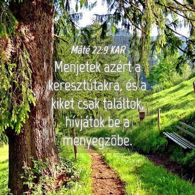 Picture 04 - Máté 22:9 KAR - Menjetek azért a keresztútakra, és a kiket - Bible Verse Picture
