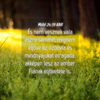 Picture 04 - Máté 24:39 KAR - És nem vesznek vala észre semmit, mígnem - Bible Verse Picture