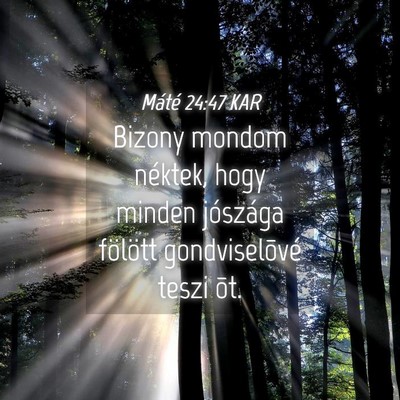 Picture 04 - Máté 24:47 KAR - Bizony mondom néktek, hogy minden jószága - Bible Verse Picture