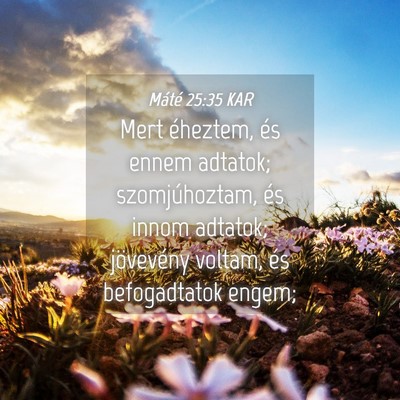 Picture 04 - Máté 25:35 KAR - Mert éheztem, és ennem adtatok; szomjúhoztam, - Bible Verse Picture