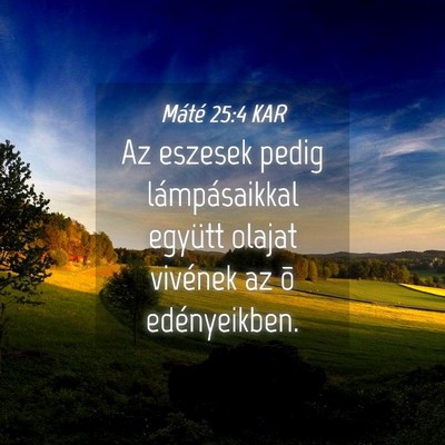 Picture 04 - Máté 25:4 KAR - Az eszesek pedig lámpásaikkal együtt olajat - Bible Verse Picture