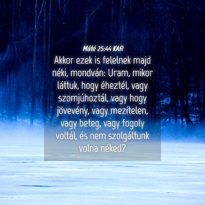 Picture 04 - Máté 25:44 KAR - Akkor ezek is felelnek majd néki, mondván: - Bible Verse Picture