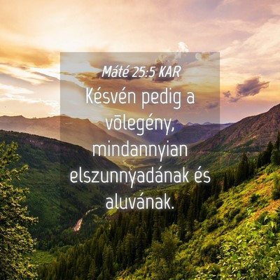 Picture 04 - Máté 25:5 KAR - Késvén pedig a võlegény, mindannyian - Bible Verse Picture
