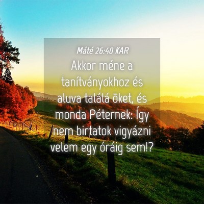 Picture 04 - Máté 26:40 KAR - Akkor méne a tanítványokhoz és aluva találá - Bible Verse Picture