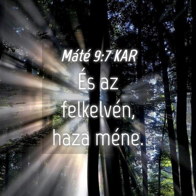 Picture 04 - Máté 9:7 KAR - És az felkelvén, haza - Bible Verse Picture