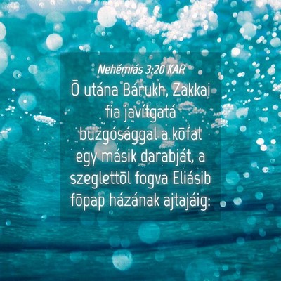 Picture 04 - Nehémiás 3:20 KAR - Õ utána Bárukh, Zakkai fia javítgatá - Bible Verse Picture