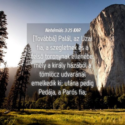 Picture 04 - Nehémiás 3:25 KAR - [Továbbá] Palál, az Uzai fia, a szegletnek és - Bible Verse Picture