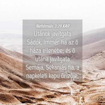 Picture 04 - Nehémiás 3:29 KAR - Utánok javítgata Sádók, Immér fia az õ - Bible Verse Picture