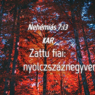 Picture 04 - Nehémiás 7:13 KAR - Zattu fiai: - Bible Verse Picture