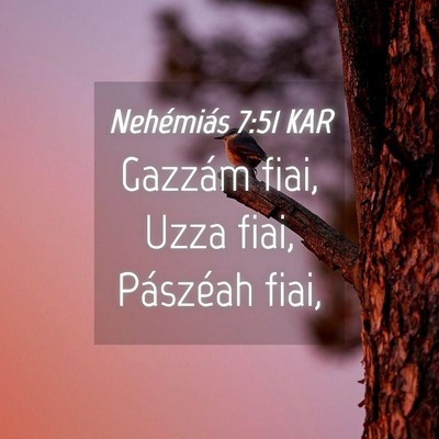 Picture 04 - Nehémiás 7:51 KAR - Gazzám fiai, Uzza fiai, Pászéah - Bible Verse Picture