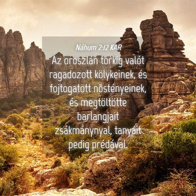 Picture 04 - Náhum 2:12 KAR - Az oroszlán torkig valót ragadozott - Bible Verse Picture