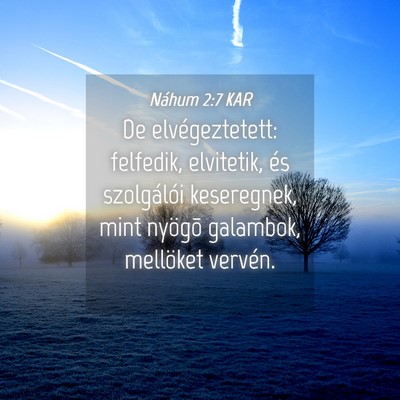Picture 04 - Náhum 2:7 KAR - De elvégeztetett: felfedik, elvitetik, és - Bible Verse Picture