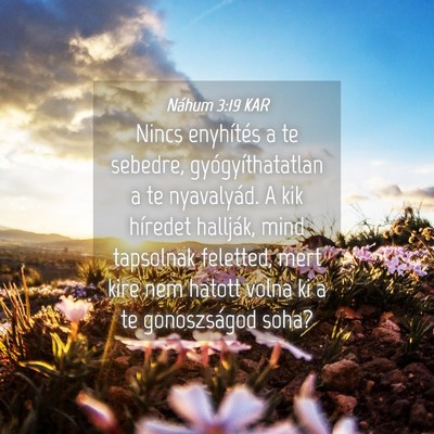 Picture 04 - Náhum 3:19 KAR - Nincs enyhítés a te sebedre, gyógyíthatatlan - Bible Verse Picture