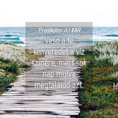 Picture 04 - Prédikátor 11:1 KAR - Vesd a te kenyeredet a víz színére, mert sok - Bible Verse Picture
