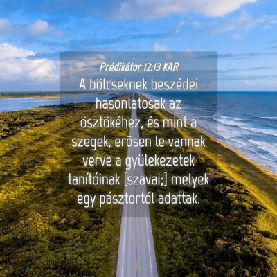 Picture 04 - Prédikátor 12:13 KAR - A bölcseknek beszédei hasonlatosak az - Bible Verse Picture