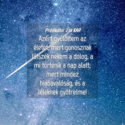 Picture 04 - Prédikátor 2:18 KAR - Azért gyûlöltem az életet; mert gonosznak - Bible Verse Picture