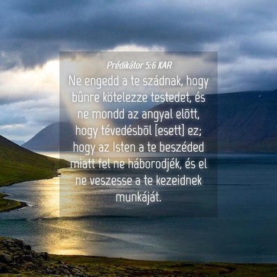 Picture 04 - Prédikátor 5:6 KAR - Ne engedd a te szádnak, hogy bûnre kötelezze - Bible Verse Picture