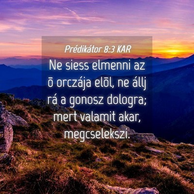Picture 04 - Prédikátor 8:3 KAR - Ne siess elmenni az õ orczája elõl, ne állj - Bible Verse Picture