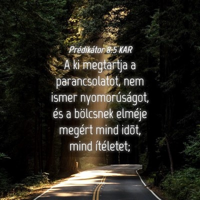 Picture 04 - Prédikátor 8:5 KAR - A ki megtartja a parancsolatot, nem ismer - Bible Verse Picture