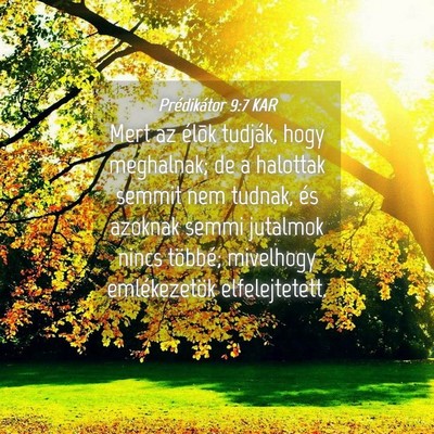 Picture 04 - Prédikátor 9:7 KAR - Mert az élõk tudják, hogy meghalnak; de a - Bible Verse Picture
