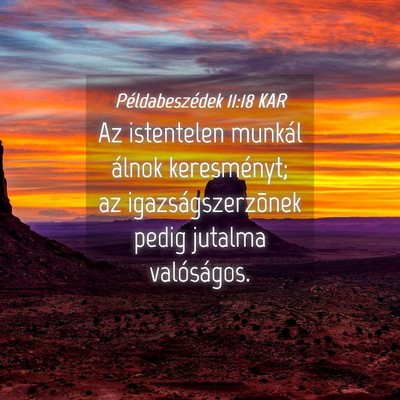 Picture 04 - Példabeszédek 11:18 KAR - Az istentelen munkál álnok keresményt; az - Bible Verse Picture