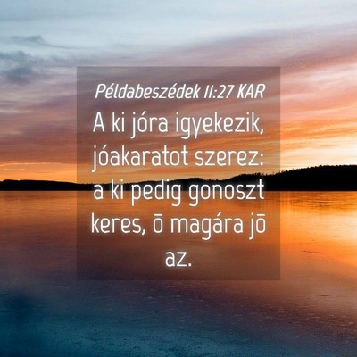 Picture 04 - Példabeszédek 11:27 KAR - A ki jóra igyekezik, jóakaratot szerez: a ki - Bible Verse Picture