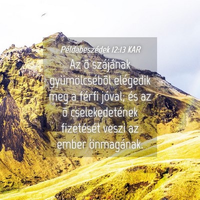 Picture 04 - Példabeszédek 12:13 KAR - Az õ szájának gyümölcsébõl elégedik meg a - Bible Verse Picture