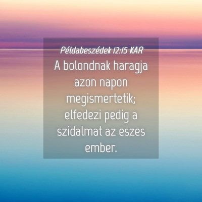 Picture 04 - Példabeszédek 12:15 KAR - A bolondnak haragja azon napon megismertetik; - Bible Verse Picture