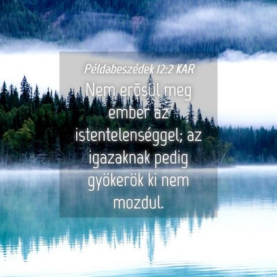 Picture 04 - Példabeszédek 12:2 KAR - Nem erõsül meg ember az istentelenséggel; az - Bible Verse Picture