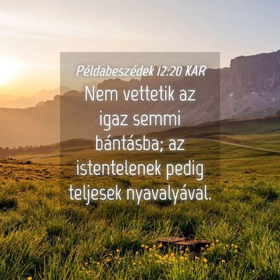 Picture 04 - Példabeszédek 12:20 KAR - Nem vettetik az igaz semmi bántásba; az - Bible Verse Picture