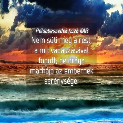 Picture 04 - Példabeszédek 12:26 KAR - Nem süti meg a rest, a mit vadászásával - Bible Verse Picture