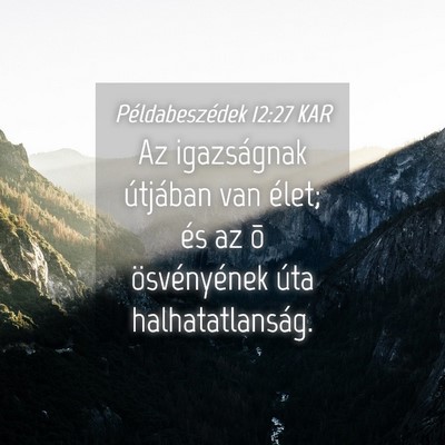 Picture 04 - Példabeszédek 12:27 KAR - Az igazságnak útjában van élet; és az õ - Bible Verse Picture