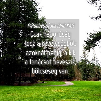 Picture 04 - Példabeszédek 13:10 KAR - Csak háborúság lesz a kevélységbõl: - Bible Verse Picture