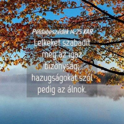 Picture 04 - Példabeszédek 14:25 KAR - Lelkeket szabadít meg az igaz bizonyság; - Bible Verse Picture