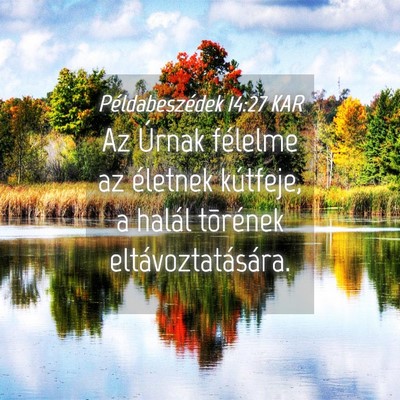 Picture 04 - Példabeszédek 14:27 KAR - Az Úrnak félelme az életnek kútfeje, a halál - Bible Verse Picture