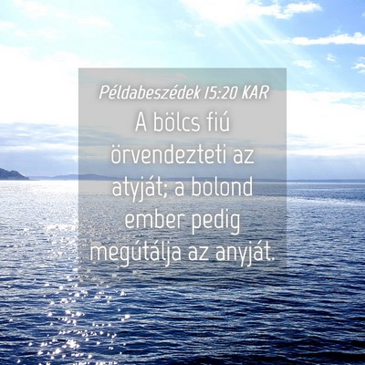 Picture 04 - Példabeszédek 15:20 KAR - A bölcs fiú örvendezteti az atyját; a bolond - Bible Verse Picture