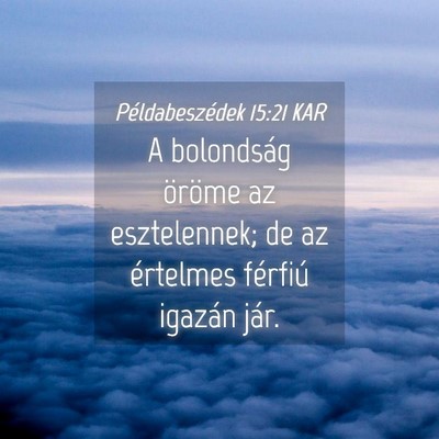 Picture 04 - Példabeszédek 15:21 KAR - A bolondság öröme az esztelennek; de az - Bible Verse Picture