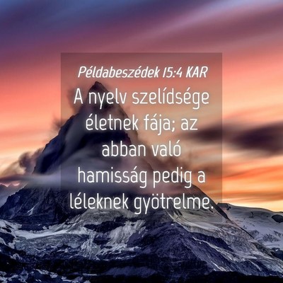 Picture 04 - Példabeszédek 15:4 KAR - A nyelv szelídsége életnek fája; az abban - Bible Verse Picture