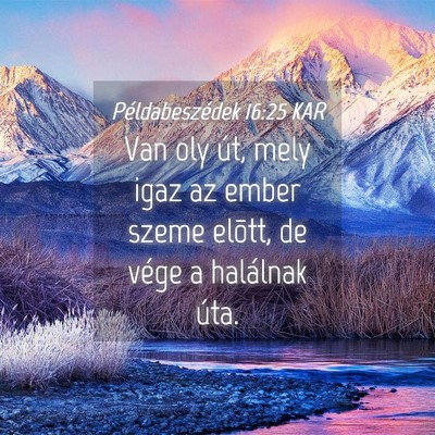 Picture 04 - Példabeszédek 16:25 KAR - Van oly út, mely igaz az ember szeme elõtt, de - Bible Verse Picture