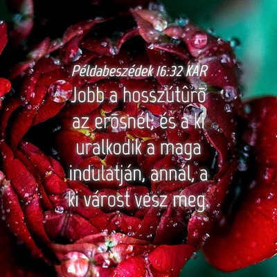 Picture 04 - Példabeszédek 16:32 KAR - Jobb a hosszútûrõ az erõsnél; és a ki - Bible Verse Picture