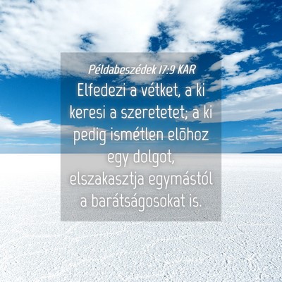 Picture 04 - Példabeszédek 17:9 KAR - Elfedezi a vétket, a ki keresi a szeretetet; a - Bible Verse Picture