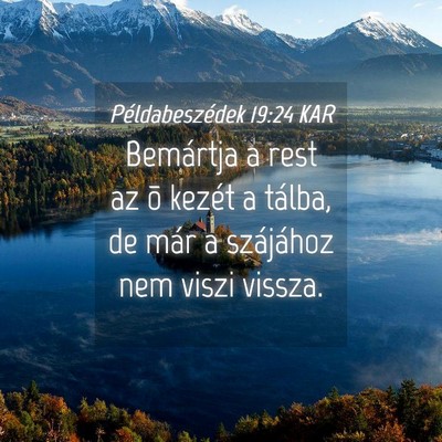 Picture 04 - Példabeszédek 19:24 KAR - Bemártja a rest az õ kezét a tálba, de már a - Bible Verse Picture