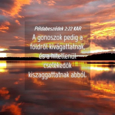 Picture 04 - Példabeszédek 2:22 KAR - A gonoszok pedig a földrõl kivágattatnak, és - Bible Verse Picture